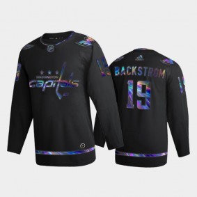 Men's Washington Capitals Nicklas Backstrom #19 Iridescent Holographic Black Authentic Jersey