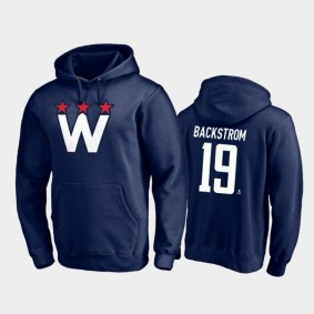 Men's Nicklas Backstrom #19 Washington Capitals Team Logo Pullover Navy 2021 Alternate Hoodie