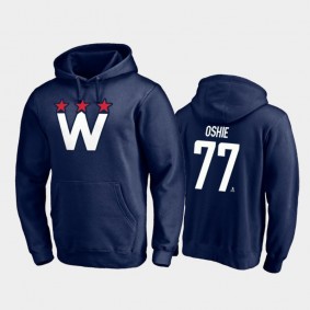 Men's T.J. Oshie #77 Washington Capitals Team Logo Pullover Navy 2021 Alternate Hoodie