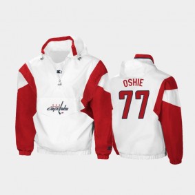Men's Washington Capitals T.J. Oshie #77 Half-Zip Spring Trainer White Jacket