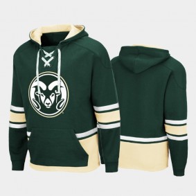 Men Colorado State Rams Lace-up Pullover Green Hoodie College Hockey 3.0