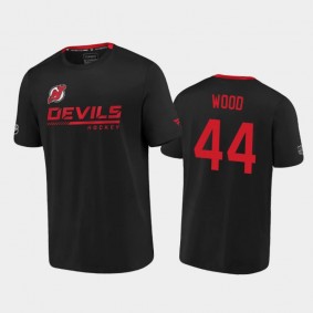 2020-21 New Jersey Devils Miles Wood #44 Authentic Pro Locker Room Performance Black T-Shirt