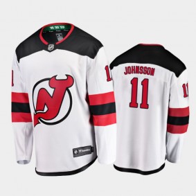 New Jersey Devils Andreas Johnsson #11 Away White 2020-21 Breakaway Player Jersey
