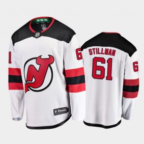 Men New Jersey Devils Chase Stillman #61 Away White 2021 NHL Draft Jersey