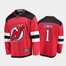 Men's New Jersey Devils Eric Comrie #1 Home Red 2020-21 Breakaway Player Jersey