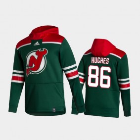 Men's New Jersey Devils Jack Hughes #86 Authentic Pullover Special Edition 2021 Reverse Retro Green Hoodie