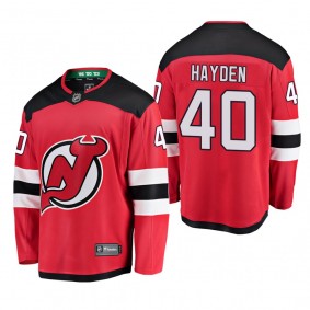New Jersey Devils John Hayden #40 Breakaway Player Home Red Jersey