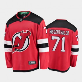 Men's New Jersey Devils Jonas Siegenthaler #71 Home Red 2021 Jersey
