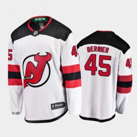 New Jersey Devils #45 Jonathan Bernier Away White 2021 Player Jersey