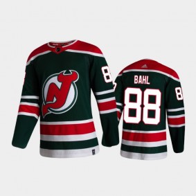 Men's New Jersey Devils Kevin Bahl #88 Reverse Retro 2021 Green Authentic Jersey