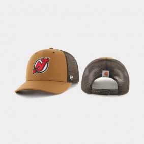 Men's New Jersey Devils MVP Meshback Carhartt X 47 Brand Khaki Hat