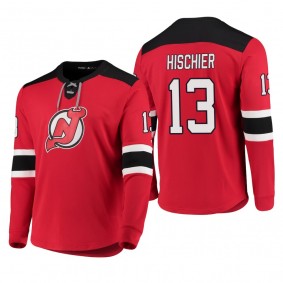 Devils Nico Hischier #13 Platinum Long Sleeve 2018-19 Cheap Jersey T-Shirt Red