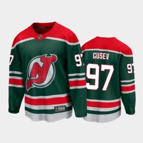Men's New Jersey Devils Nikita Gusev #97 Special Edition Green 2021 Jersey