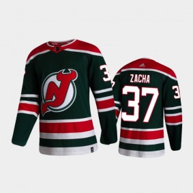 Men's New Jersey Devils Pavel Zacha #37 Reverse Retro 2020-21 Green Authentic Jersey