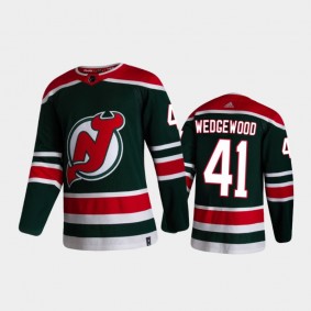 Men's New Jersey Devils Scott Wedgewood #41 Reverse Retro 2020-21 Green Authentic Jersey