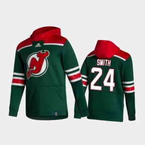 Men's New Jersey Devils Ty Smith #24 Authentic Pullover Special Edition 2021 Reverse Retro Green Hoodie