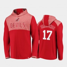 Men's Wayne Simmonds #17 New Jersey Devils Pullover Red Iconic Marbled Clutch Hoodie