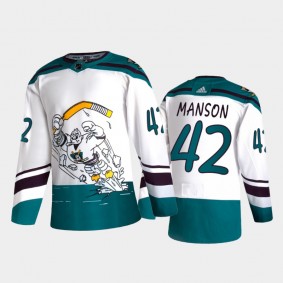 Men Anaheim Ducks Josh Manson #42 Reverse Retro 2020-21 White Special Edition Authentic Jersey