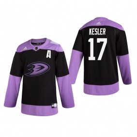 Ryan Kesler #17 Anaheim Ducks 2019 Hockey Fights Cancer Black Practice Jersey