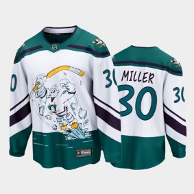 Men's Anaheim Ducks Ryan Miller #30 Reverse Retro White 2021 Jersey