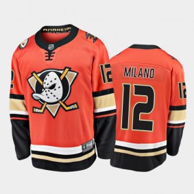 Men's Anaheim Ducks Sonny Milano #12 Alternate Orange 2020-21 Breakaway Player Jersey