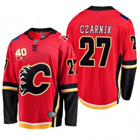 Calgary Flames Austin Czarnik #27 40th Anniversary Red Home Jersey
