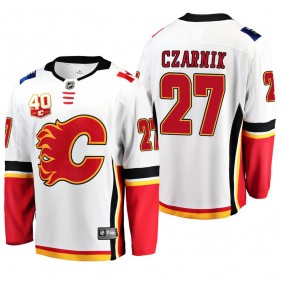 Calgary Flames Austin Czarnik #27 40th Anniversary White Away Jersey