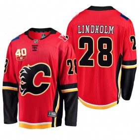 Calgary Flames Elias Lindholm #28 40th Anniversary Red Home Jersey