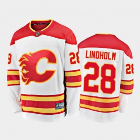 Calgary Flames Elias Lindholm #28 Away White 2020-21 Premier Jersey