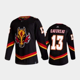 Men's Calgary Flames Johnny Gaudreau #13 Reverse Retro 2020-21 Black Authentic Jersey