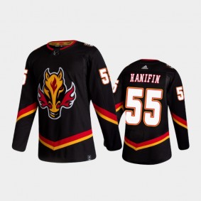 Men's Calgary Flames Noah Hanifin #55 Reverse Retro 2020-21 Black Authentic Jersey