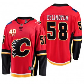 Calgary Flames Oliver Kylington #58 40th Anniversary Red Home Jersey