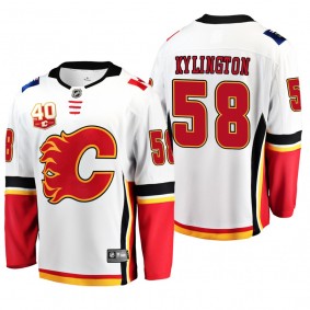 Calgary Flames Oliver Kylington #58 40th Anniversary White Away Jersey
