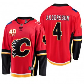 Calgary Flames Rasmus Andersson #4 40th Anniversary Red Home Jersey
