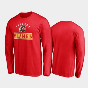 Men Calgary Flames Arc Knockout Long Sleeve Red T-Shirt