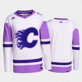 HockeyFightsCancer Jersey Calgary Flames White Purple Primegreen Authentic