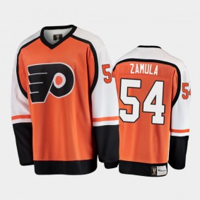 Men's Philadelphia Flyers Egor Zamula #54 Heritage Orange 2021 Jersey