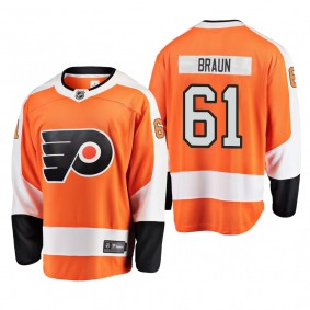 Philadelphia Flyers Justin Braun #61 Breakaway Player Home Orange Jersey