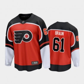 Men's Philadelphia Flyers Justin Braun #61 Special Edition Orange 2021 Jersey