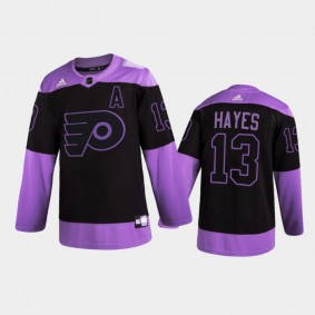 Men Philadelphia Flyers Kevin Hayes #13 2021 Hockey Fights Cancer Night Purple Jersey