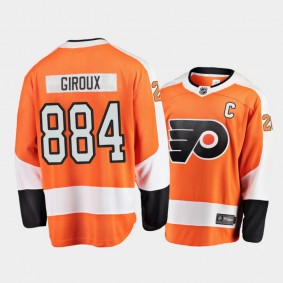 Claude Giroux Philadelphia Flyers 884 Career Points Orange Commemorative Jersey