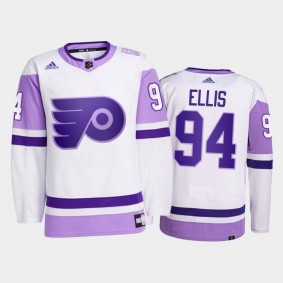 Ryan Ellis #94 Philadelphia Flyers 2021 HockeyFightsCancer White Primegreen Jersey
