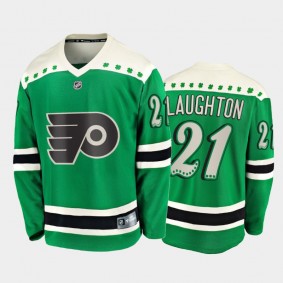 Men's Philadelphia Flyers Scott Laughton #21 2021 St. Patrick's Day Green Jersey