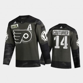 Men's Philadelphia Flyers Sean Couturier #14 2021 Military Appreciation Night Camo Jersey