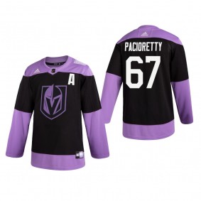 Max Pacioretty #67 Vegas Golden Knights 2019 Hockey Fights Cancer Black Practice Jersey