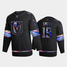 Men Vegas Golden Knights Reilly Smith #19 Iridescent Holographic Black Authentic Jersey