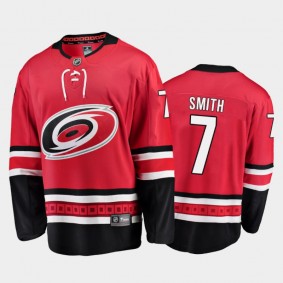 Hurricanes Brendan Smith #7 Home 2021 Red Player Jersey