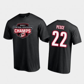 Men's Carolina Hurricanes Brett Pesce #22 2021 Central Division Champions Black T-Shirt