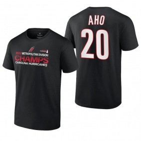 Sebastian Aho 2022 Metropolitan Division Champions Carolina Hurricanes Black T-Shirt