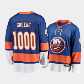 New York Islanders Andy Greene 1000th Game Jersey Royal